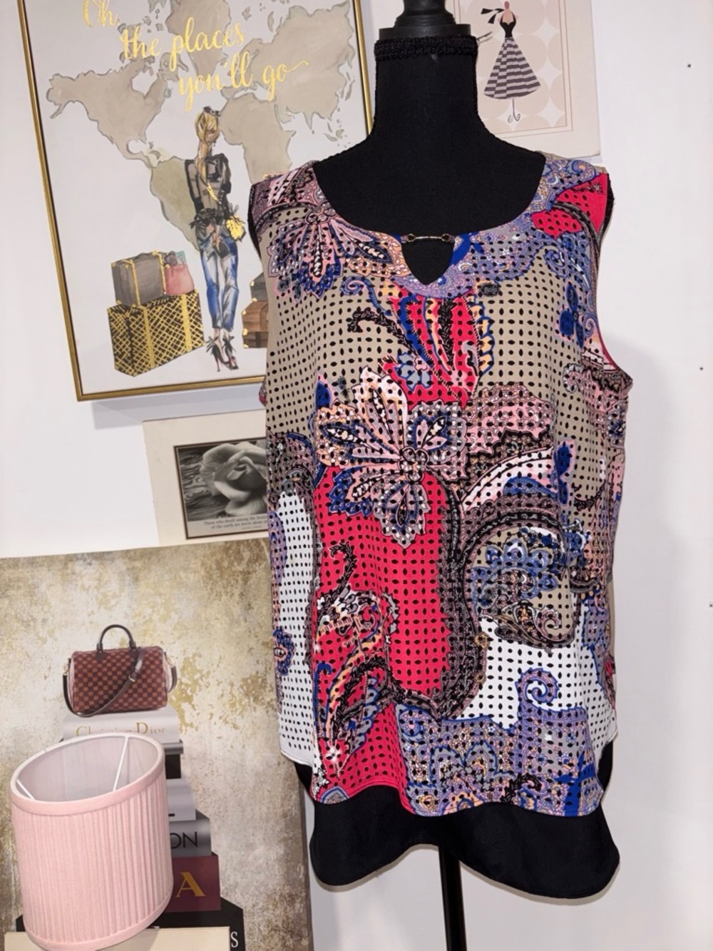 Dana Buchman Multicolor Printed Sleeveless Tank Top